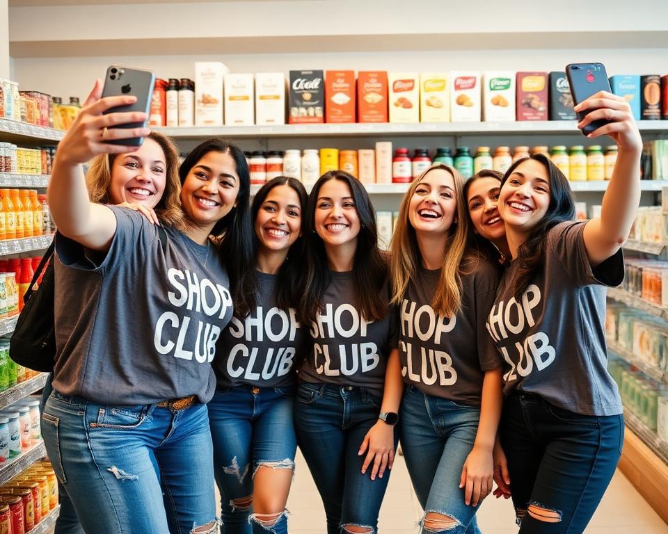 Shop Club crew taking a group selfie